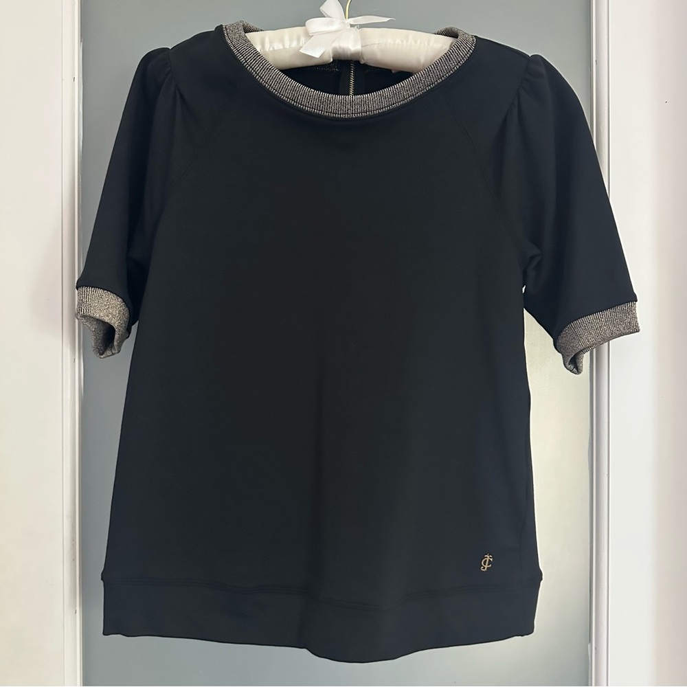 Juicy Couture Black w silver trim short sleeve shirt & zip up in the back